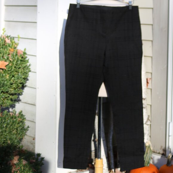 Alfani Petite Black Textured Plaid Stretch Slim Ankle Pants Sz 10P - Picture 1 of 6